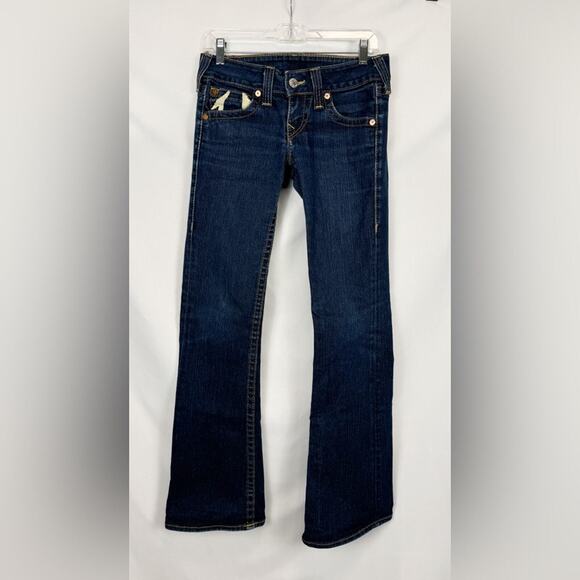 True Religion Womens Jean Joey Low Rise Bootcut Size 27 Y2K Designer Logo Luxury - Picture 1 of 6
